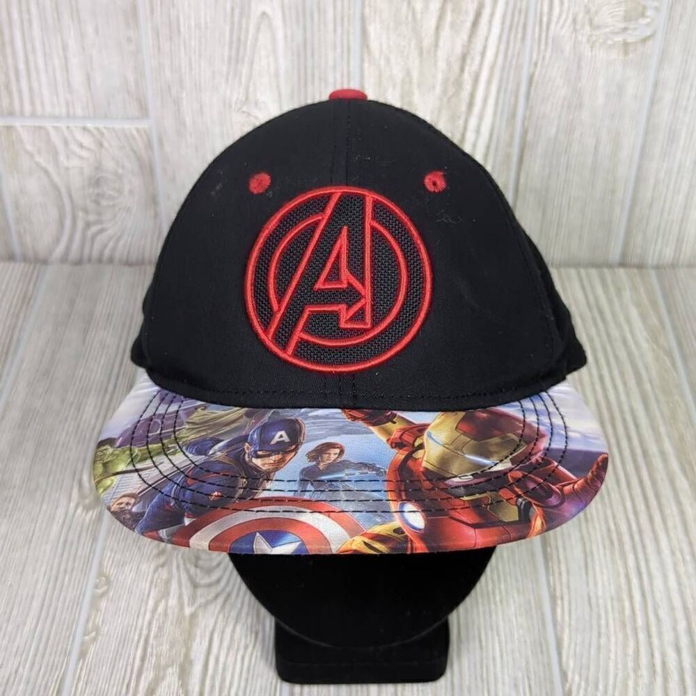 Marvel Comic Logo Avengers Bill Print Snapback Adjustable Baseball Cap Black Red